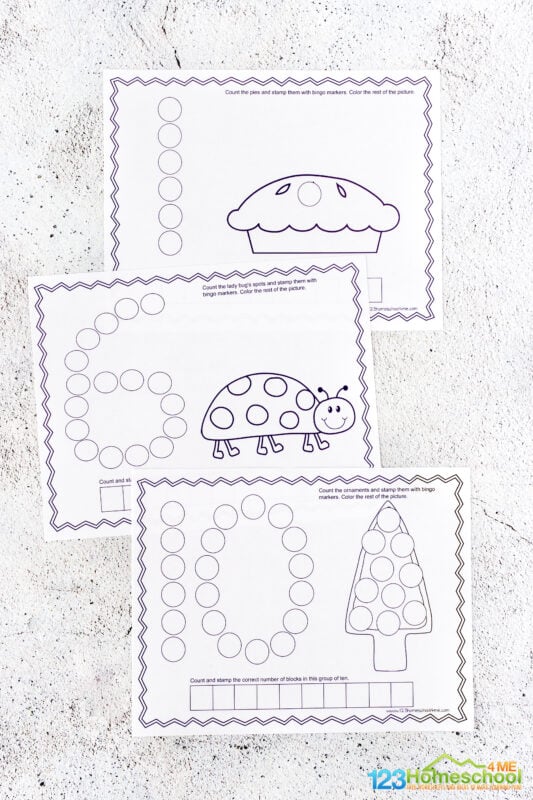 Free Counting Do A Dot Printables With Bingo Daubers Worksheets