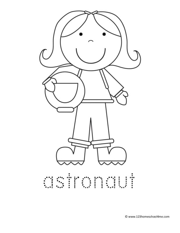 girl astronaut coloring page