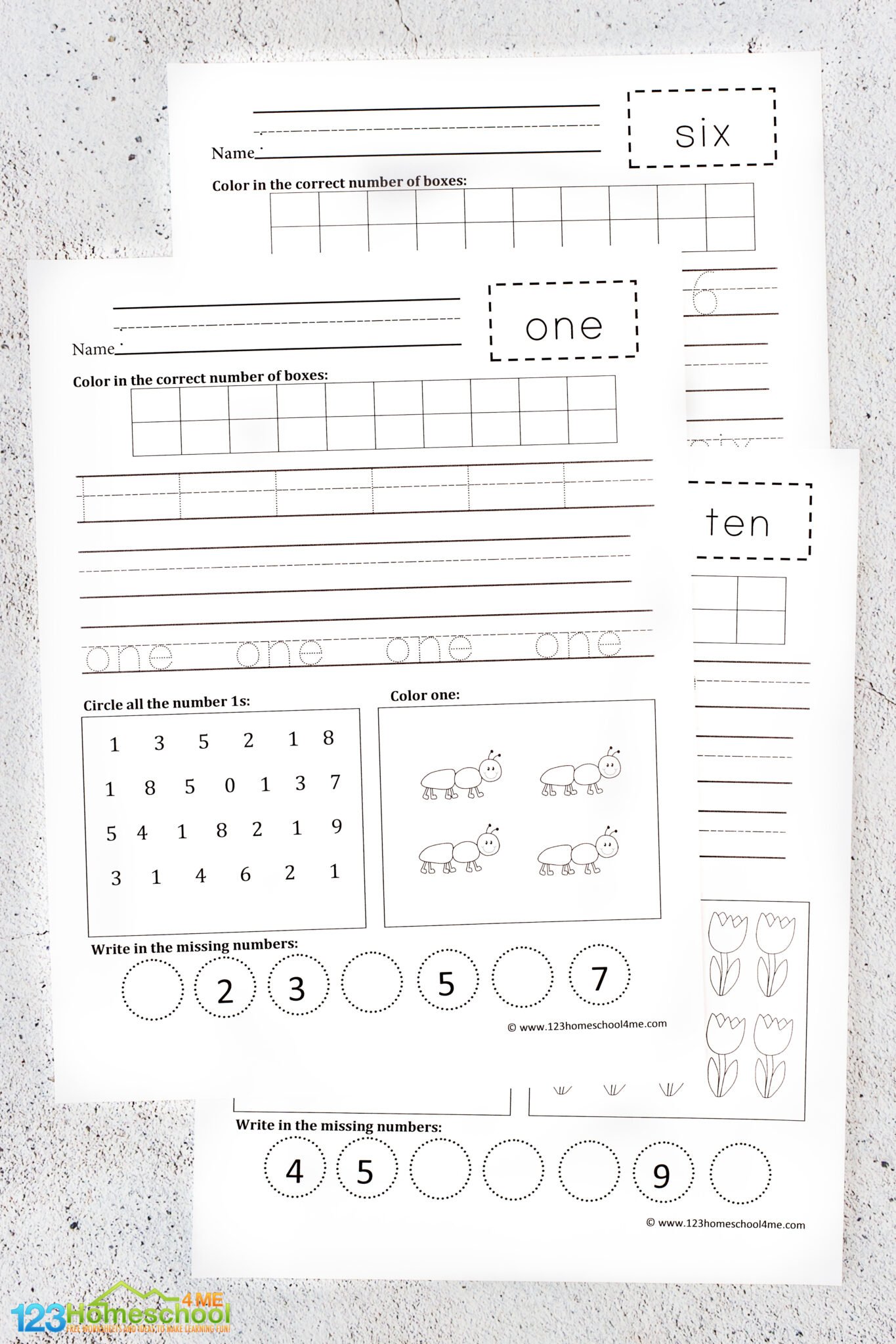 free number writing practice 1 20 worksheets