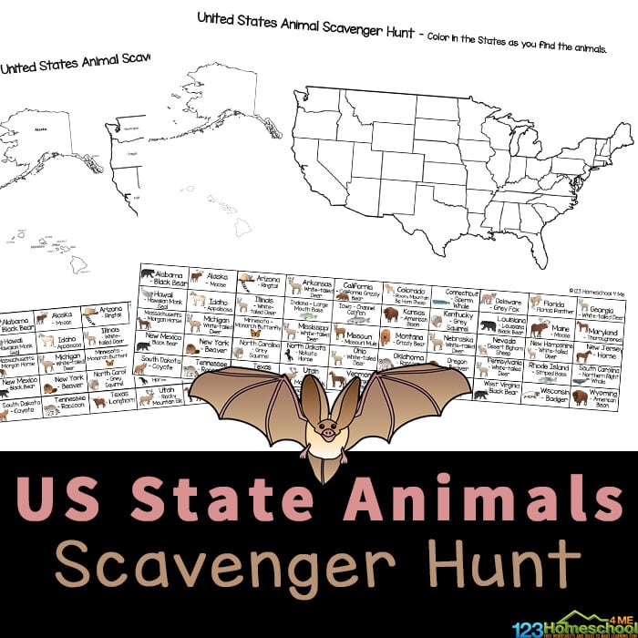 USA State Animal Scavenger Hunt Printables