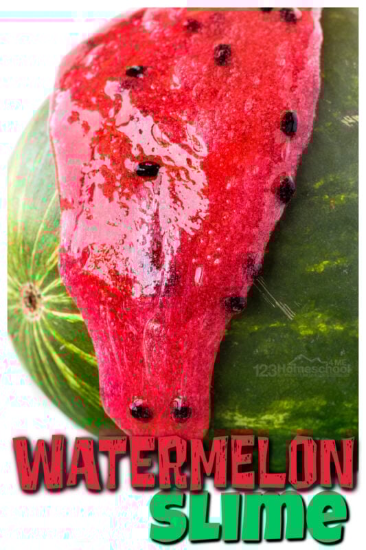 Nothing says summer like a big, juicy watermelon! This watermelon slime is an delightful summer activity for kids! Whether you are planning watermelon activities for a watermelon theme, National Watermelon Day on August 3rd, along with The Watermelon Seed book, or just as really fun slime recipe for kids. These waterelon activities for preschoolers, toddlers, kindergarnters, grade 1, and grade 2 students is sure to be a hit!