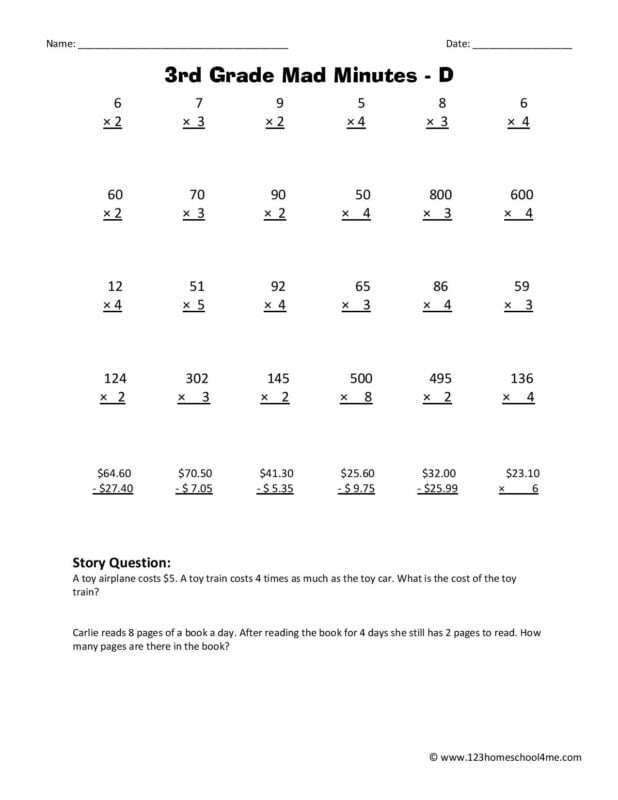 3rd grade worksheets
