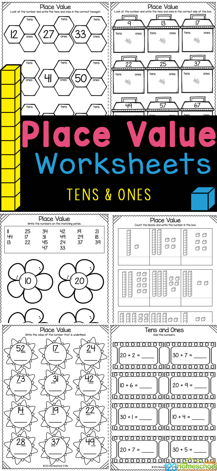 place value worksheets 123 homeschool 4 me