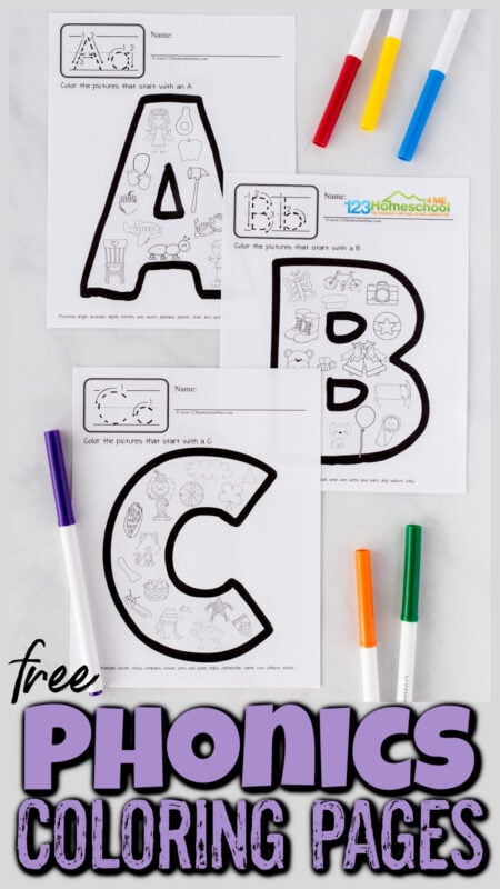 Learn ABC letters and sounds they make with FUN, free printable Phonics Coloring Pages. Grab this alphabet printable FREE!