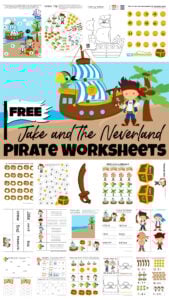 If you have a Jake and the Neverland Pirates fan they are going to love learning with these jake and the neverland pirates printables free. These pirate worksheets include a variety of early learning skills such as letters, numbers, patterns, counting and more. Using preschool worksheets for toddler, pre-k, kindergarten, and first grade makes learning FUN! Simply print the cute jake and the neverland pirates printables and you are ready to go!