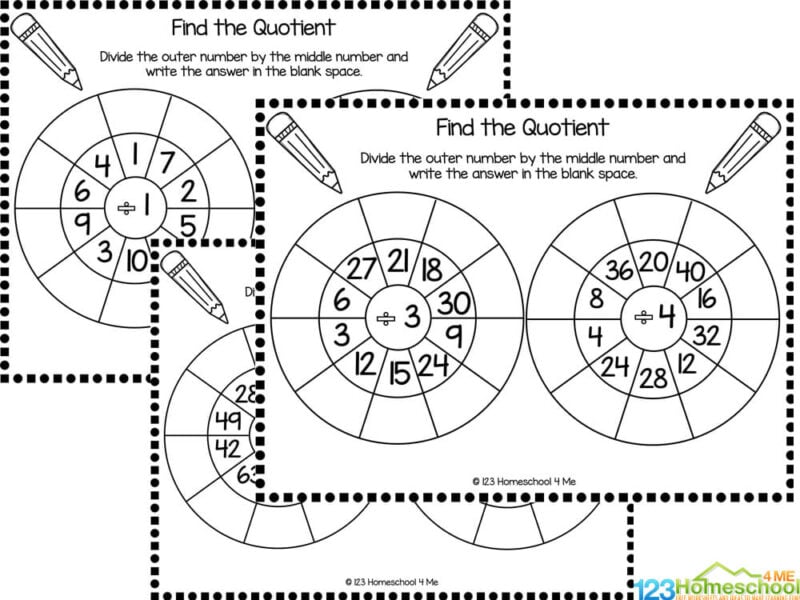 free printable division wheels worksheets activity