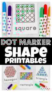 Looking for a fun way to get children to learn shapes and practice fine motor skills at the same time? These do a dot printables include 7 shapes that kids can learn to identify as well as the shape name too. These dot marker printables are not only great for learning common shapes, but are loads of fun for kids to use bingo daubers (also known as dot markers and bingo markers) These dot marker printables free are great for toddler, preschool, pre-k, and kindergarten age students as an engaging shape activity for preschoolers to do with a shape worksheet. Simply print do a dot printables free pdf and you are ready to dab and learn!