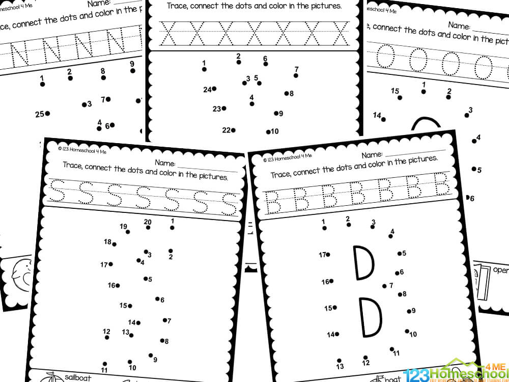 FREE Uppercase Letters Alphabet Dot to Dot A to Z pdf Worksheets