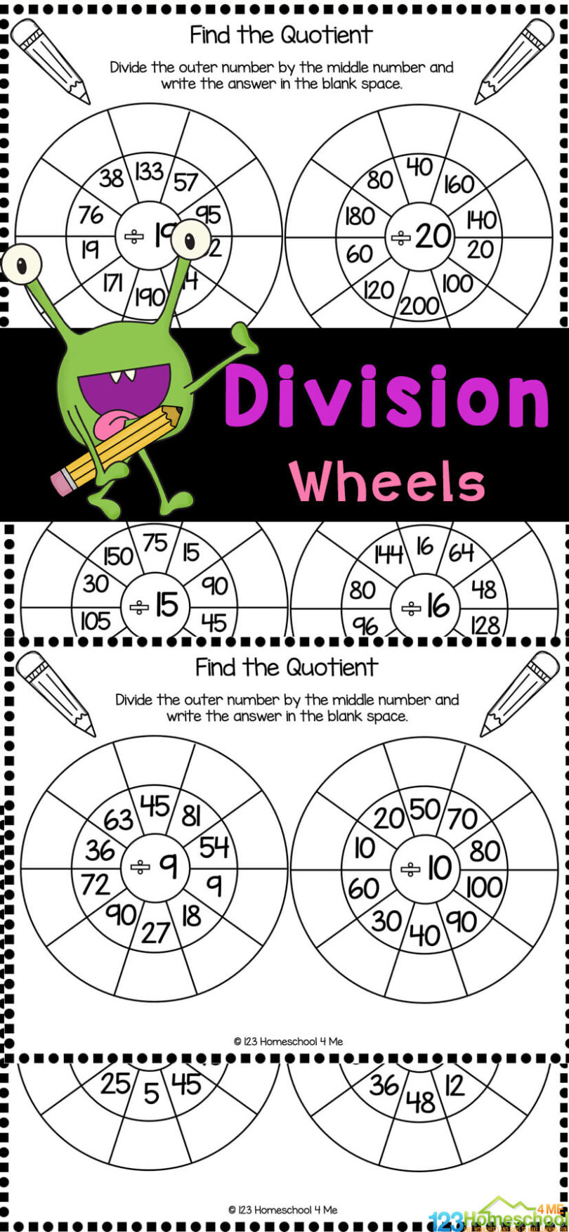 FREE Printable Division Wheels Worksheets Activity