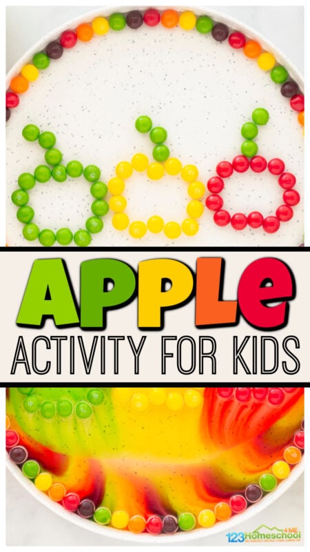 Amaze your kids with this colorful apple science project! This apple experiment is quick, easy, and the perfect apple activity for kids of all ages from toddler, preschool, pre-k, kindergarten, and first graders. All you need are a 2 simple materials for this apple science experiment that is sure to delight and teach yougn children. Use this apple activities for your upcoming apple theme preschool or as an engaging activities for September.