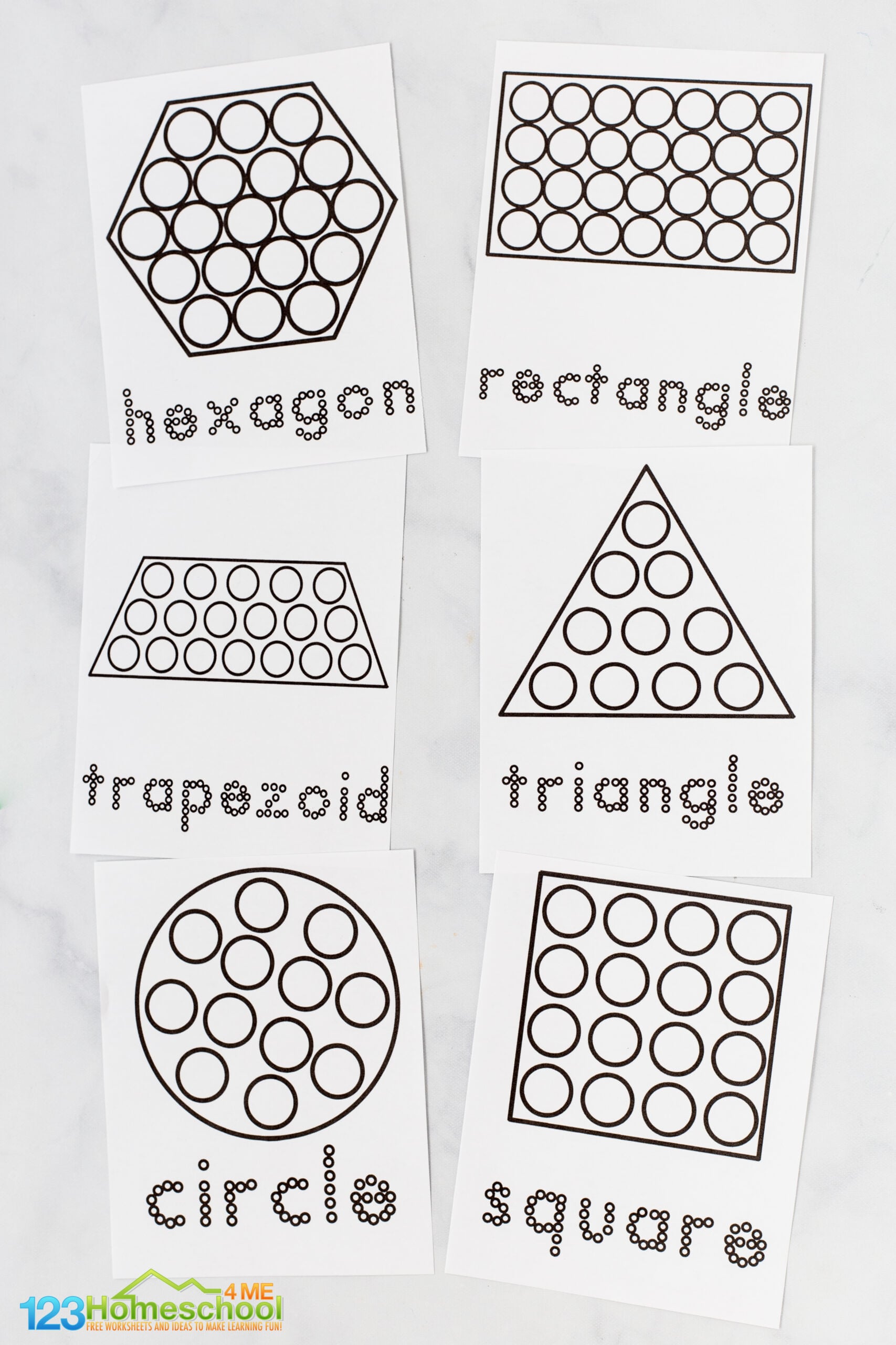 🔺🟡🟩💙 FREE Printable Shape Do-a-Dot Marker Worksheets