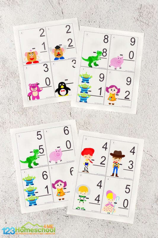 subtraction printables