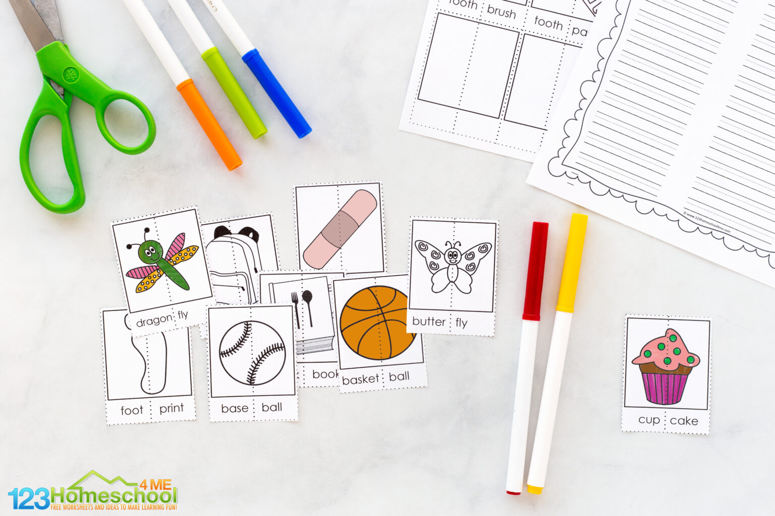 FREE Printable Compound Word Puzzles Game for Kids