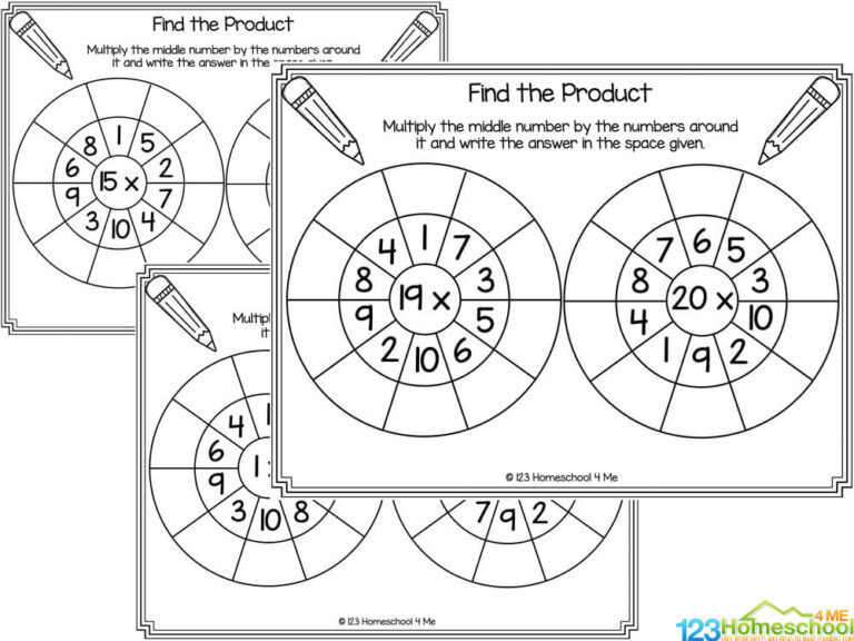 ️ FREE Printable Multiplication Wheels Worksheets Activity