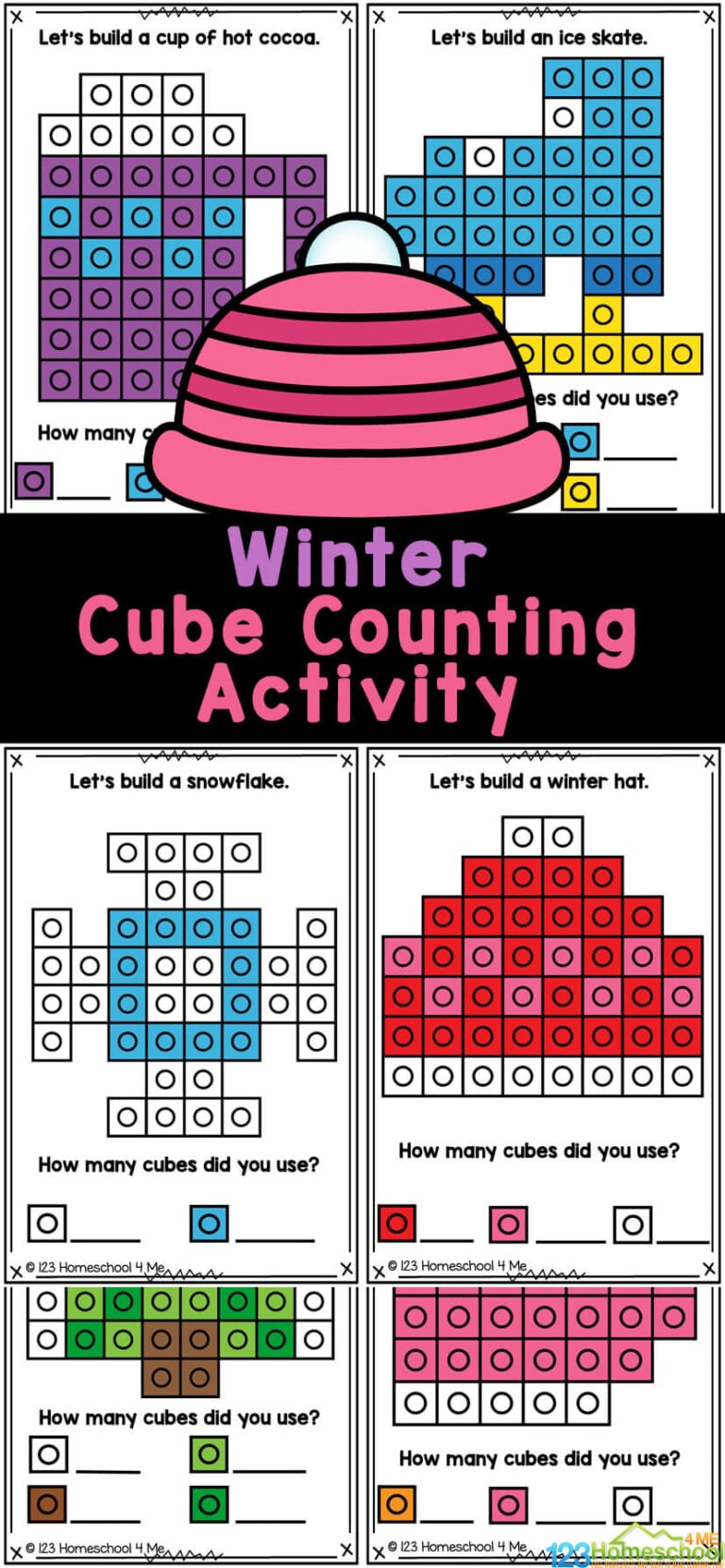 ⛄ FREE Winter Math Activity with Snap Cube Pattern Cards
