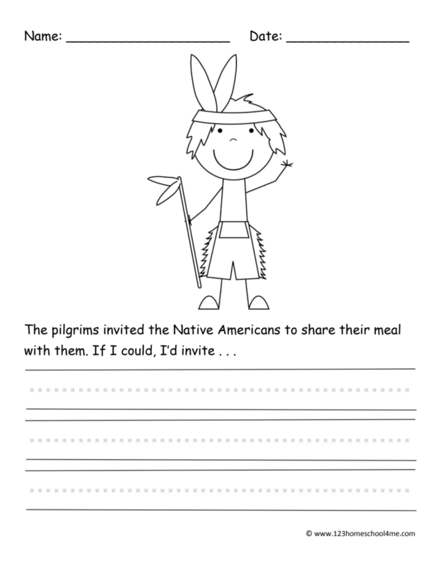 pilgrim and indian writing prompt
