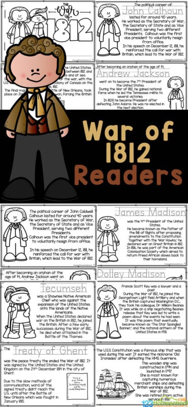 This War of 1812 for Kids printable can be used as coloring pages, information text, or a reader. This war of 1812 activity allows children to learn more about Us history for kids.  Simply print this free printable to use as a part of a American history for kids, or War of 1812 study for preschool, pre-k, kindergarten, first grade, 2nd grade, 3rd grade, 4th grade, and 5th grade students.