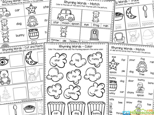 Rhyming Words Worksheets pdf for Kindergarten