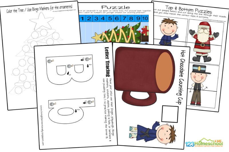 These toddler Christmas worksheets have a fun train theme to help them practice simple skills such as: Pre-Writing Tracing Pages Simple Cutting along the train track Colors recognition by making my train colors mini book Shape Recognition including circle rectangle, square, triangle, and moreU Sorting upper and lowercase letters Learn to make the Letter B Simple Polar Express Coloring Page Shadow Matching