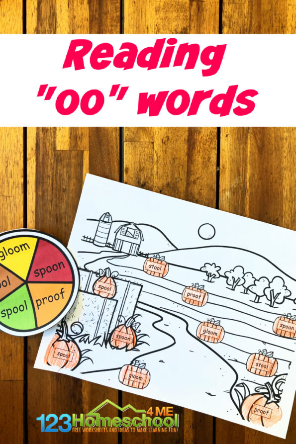 FREE Printable Color by oo Sound Words Worksheet