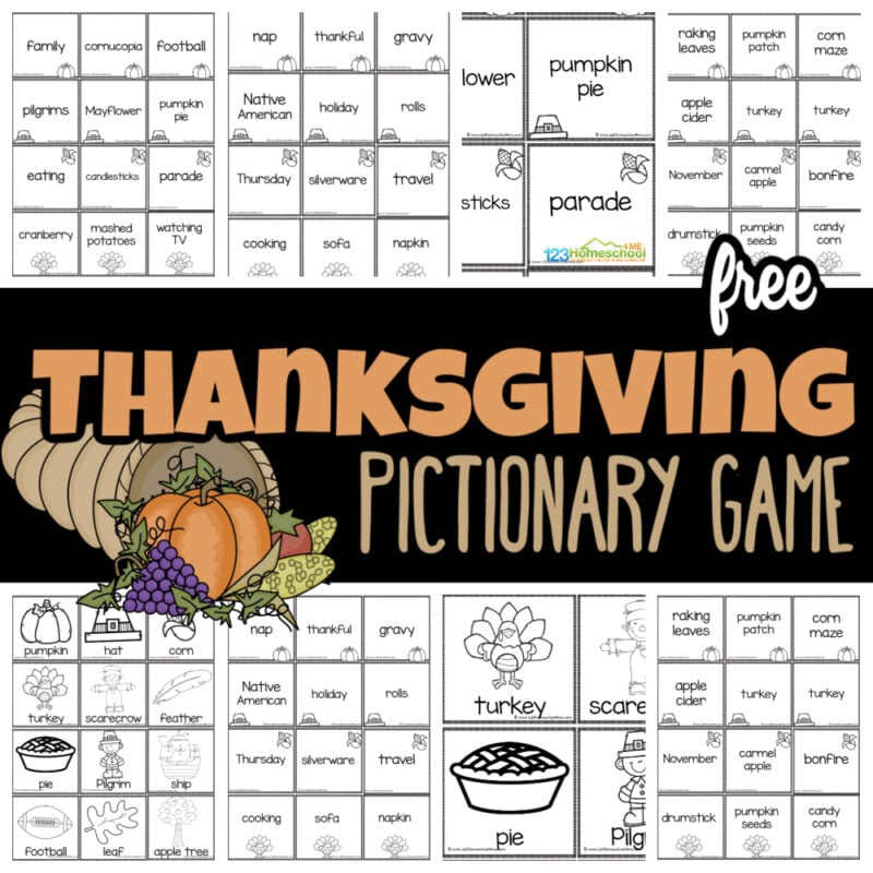 Looking for a fun Thanksgiving game for the whole family? Your whole family will love playing this FREE Thanksgiving Pictionary for Families.
