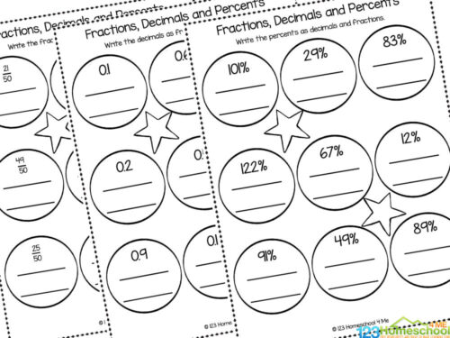 FREE Printable Decimals, Fractions and Percents Worksheets
