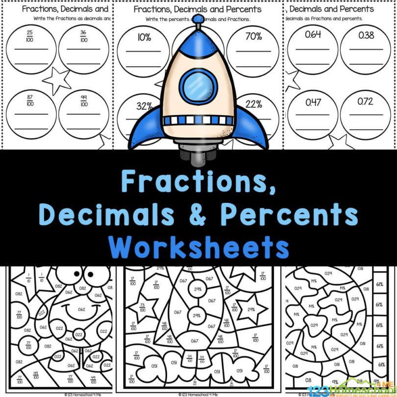 FREE Printable Decimals, Fractions and Percents Worksheets FREE Printable Decimals, Fractions and Percents Worksheets