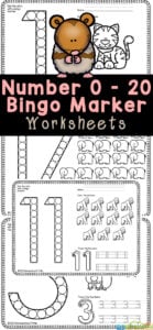 🦊 FREE Animal Bingo Marker Numbers to 20 Worksheets