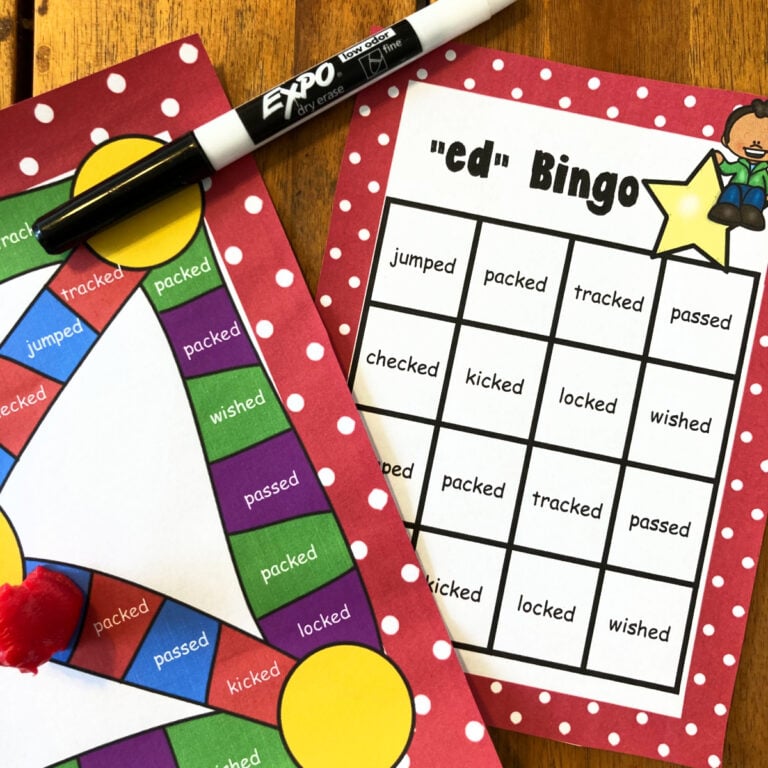 Practice ed Endings with Free Printable BINGO Game