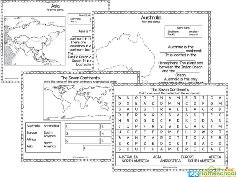 7 continents worksheet pdf