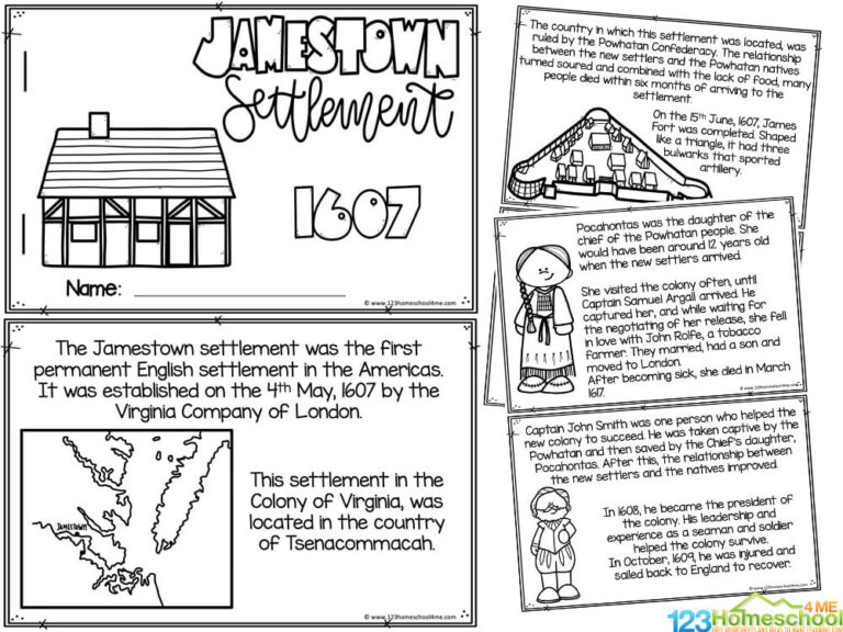 FREE Printables Jamestown For Kids Book To Read Color And Learn