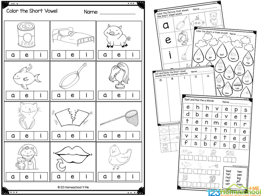 Free printable short vowel worksheets for pre k and kindergarten
