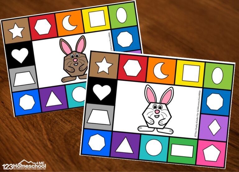 🐰 FREE Printable Spring Rabbit Shape Recognition Activity for Kids