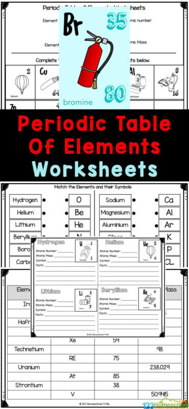 Children will love learning about the periodic table and the elements that are listed on it with these free printable periodic table worksheet pages! Using these periodic table of elements worksheets studnets in 3rd grade, 4th grade, 4th grade, 6th grade, 7th grade, 8th grade, 9th grade, 10th grade, 11th grade, and 12 grade will enjoy learning about different elements and their symbols.  Simply print the periodic table activity worksheet pdf and you are ready to play and learn.