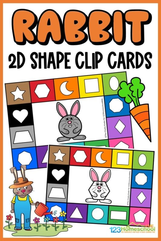 Help kids learn shapes with this super cute, hands-on shape recognition activity. This free shape printable  is such a fun shape activities to work on shape matching with preschool, pre-k, and kindergarten age children this spring or in your Easter center.