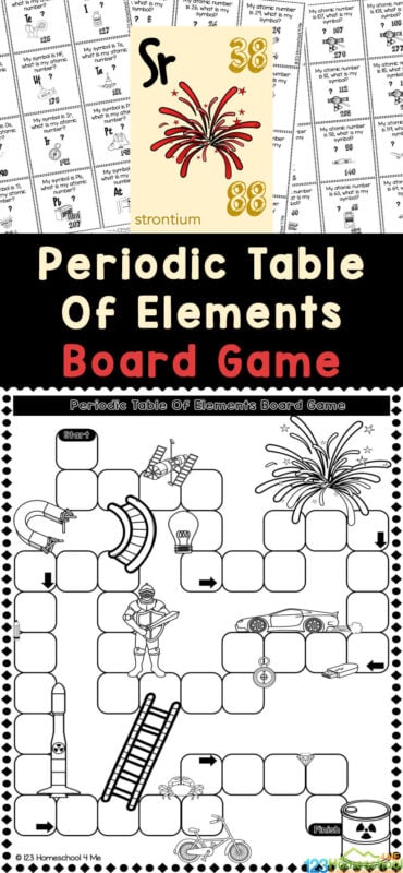 This printable Periodic Table Game is a great way to work on learning the elements of the periodic table for kids. Use this free printable Chemistry game as part of a science, periodic table or element study. Simply print the periodic table of elements board game to play and learn with 3rd grade, 4th grade, 4th grade, 6th grade, 7th grade, 8th grade, 9th grade, 10th grade, 11th grade, and 12 grade students.