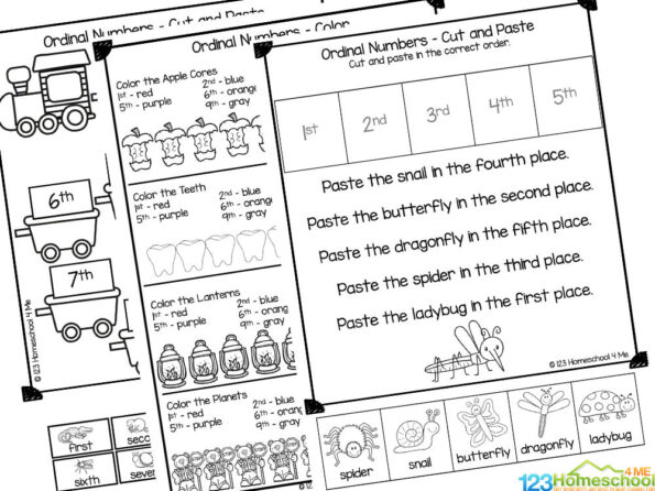 FREE Printable Ordinal Numbers 1 to 10 Worksheets for Kindergarten