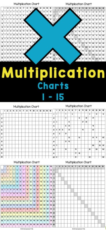 Grab this multiplication table up to 15 as a handy multiplication activity to practice multiplying by 0s-15s. Use this expanded 15 Multiplication Table with classical conversations foundations students math to 15 or along with any math curriculum to get a firm grasp on multiplying to 15. Use this 15 times table chart with children from first grade, 2nd grade, 3rd grade, 4th garde, 5th grade, 6th grade, and junior high too.  Simply print the multiplication of 15 worksheets with a variety of black and white as well as color charts to help them easily learn to multiply.