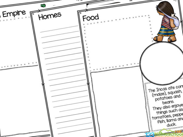 FREE Printable Ancient Inca Empire for Kids Notebooking Worksheets