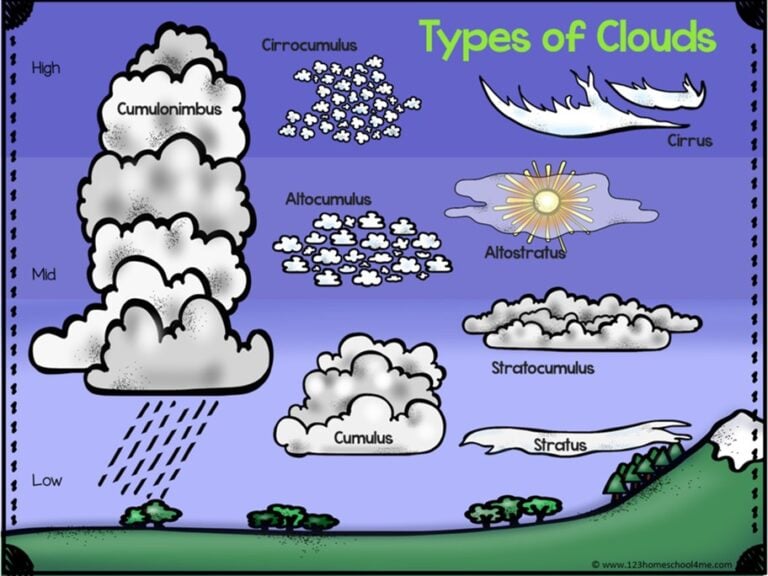 ⛅ Type of Cloud Activities for Kids with FREE Printable Worksheets