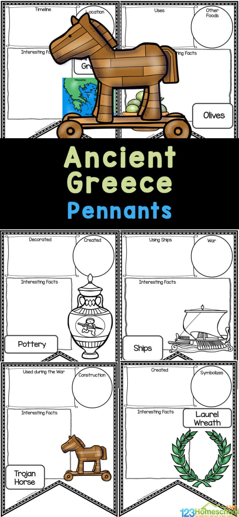 FREE Ancient Greek Civilization Printable Pennants or Worksheets