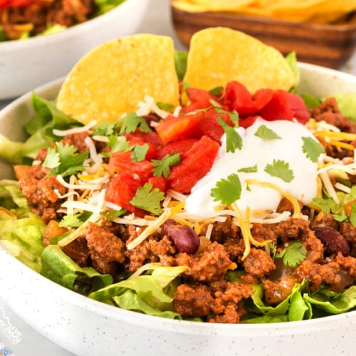 Ground Beef Taco Salad Recipe Taco Salad With Creamy Cilantro Dressing