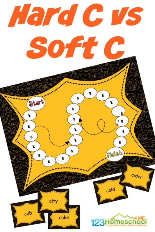 FREE Printable Hard c and Soft c Words GAME