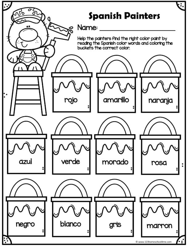 Spanish Printable Activity Pages Kindergarten Spanish Language 