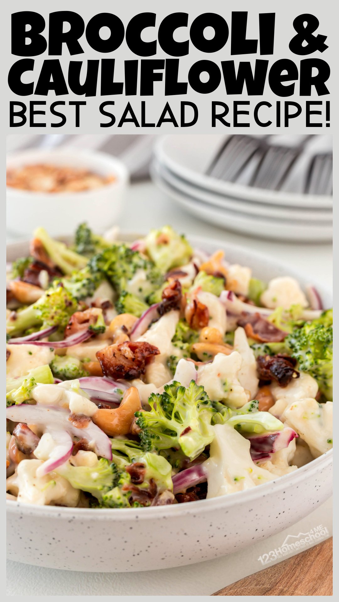 🥦 Broccoli and Cauliflower Salad with Bacon and Cashews