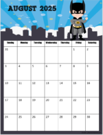 FREE Printable Superhero Calendar 2026