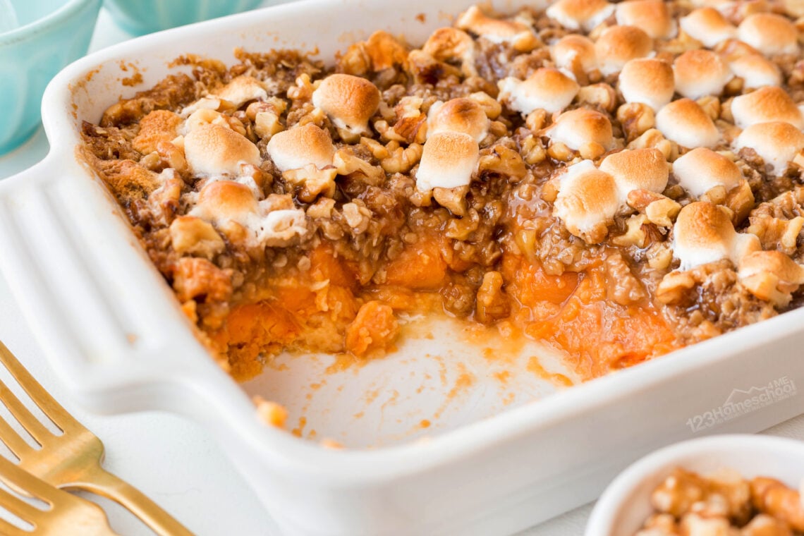 EASY, Best Sweet Potato Casserole Recipe with Marshmallows