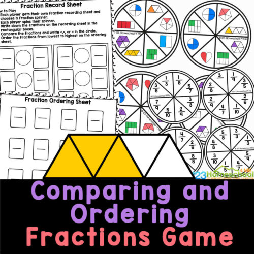 FREE Printable Comparing and Ordering Fractions Math Game