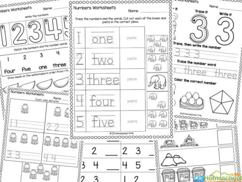 FREE Printable Numbers 1-5 Worksheets