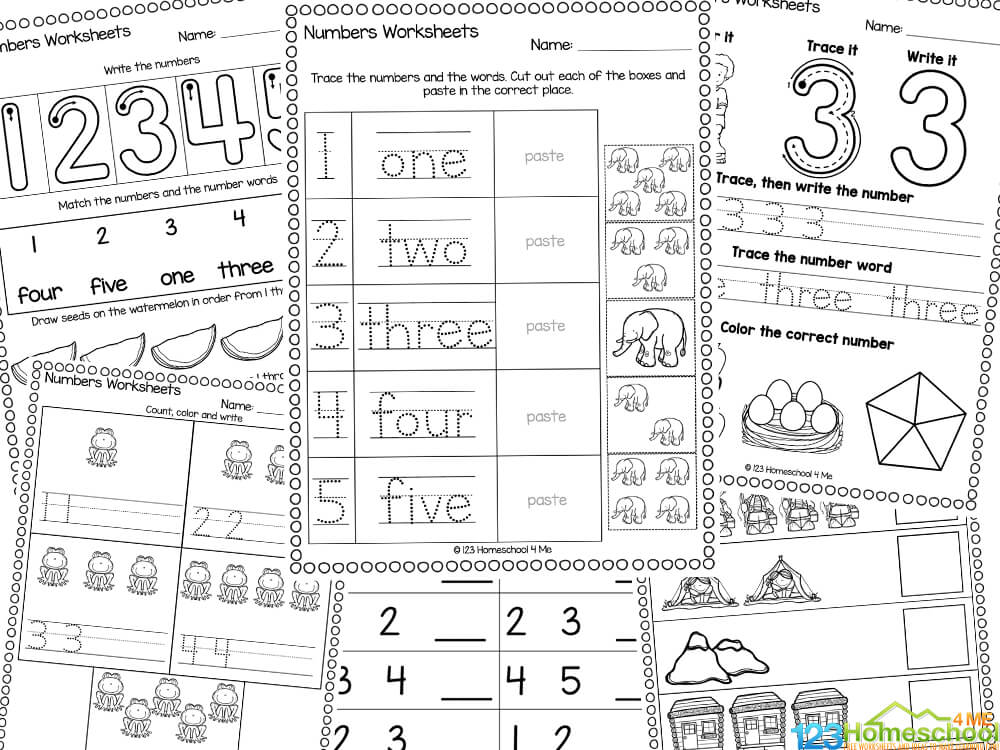 FREE Printable Numbers 1-5 Worksheets